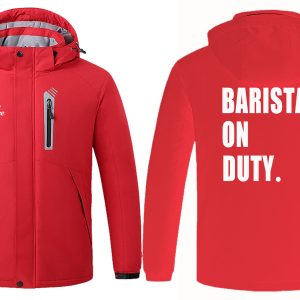 "Barista On Duty" winter jacket with electric warm up